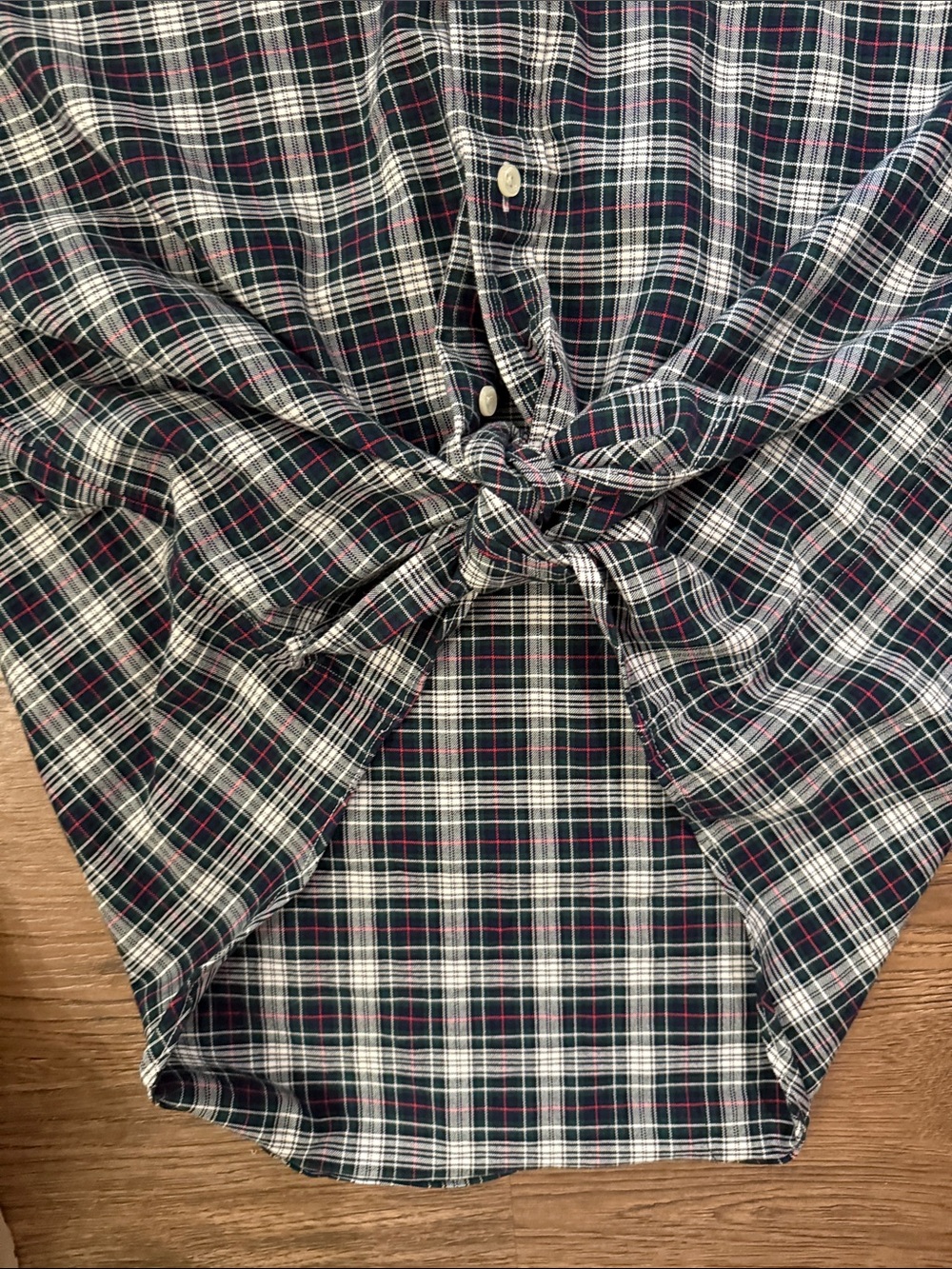 Upcycled Ralph Lauren Plaid Ruffle-Collar Button-Down Shirt - size large - Picture 6 of 9